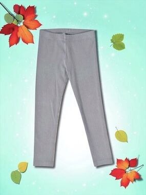Tea Collection Girls Leggings Warm Gray Ribbed Size 5 EUC